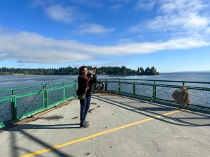 Aboard the Bainbridge ferry with Seattle skyline views